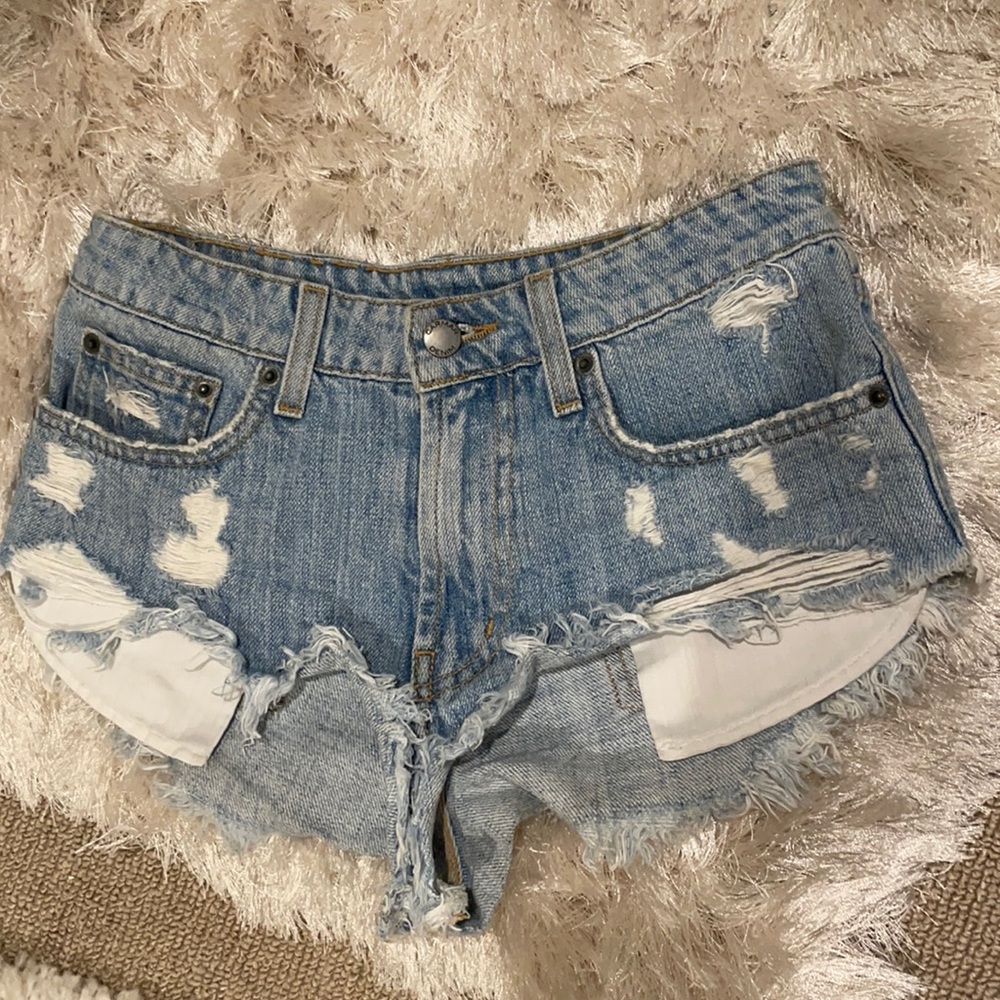 Carmar light wash denim short shorts (from LF)